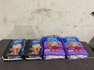 lot 137 image: LOT OF 4 Always Discreet Underwear Size L