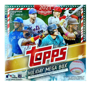 lot 99 image: LOT OF 2 2021 Topps Cards Holiday Baseball Mega Box