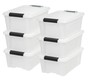 lot 241 image: IRIS USA, Inc. TB-42 12 Quart Stack & Pull Box, Pearl- 6ct