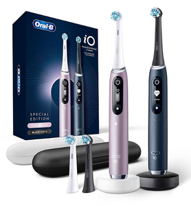 lot 636 image: Oral-B iO Series 7 Professional Clean Electric Toothbrush, Black Onyx & Rose Quartz, 2 pk., 4 Brush Heads