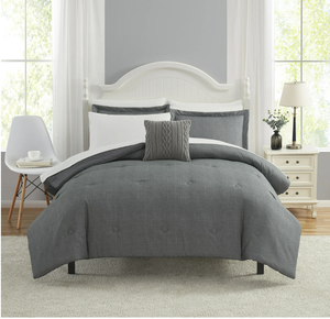 lot 637 image: Mainstays 10 Piece Light Grey Bed in a Bag Comforter Set with Sheets, Full