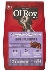 lot 641 image: Ol Roy Complete Nutrition T-Bone & Bacon Flavor Dry Dog Food, 15 lbs