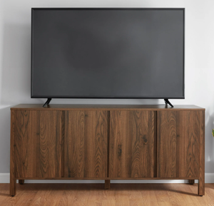 lot 65 image: Mainstays 4-Door TV Console for TVs up to 65, Canyon Walnut Finish