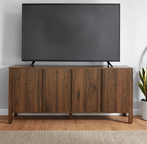 lot 66 image: Mainstays 4-Door TV Console for TVs up to 65, Canyon Walnut Finish