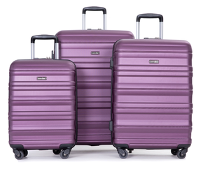 lot 68 image: 3 Piece Expandable Luggage Set with TSA Lock, 212529 Inch PC Lightweight Carry On Luggage with Spinner Wheels, Roller Travel Suitcase with 2 Hooks for Men, Women, Dark Purple