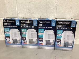 lot 548 image: LOT OF 4 Pro Breeze Mini Portable Dehumidifier, 17oz Ultra Quiet Compact Peltier Dehumidifier