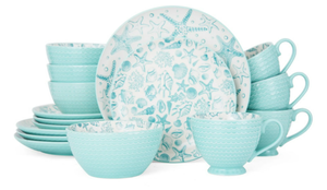 lot 74 image: 16PCS Pfaltzgraff Venice Teal Stoneware Dinnerware Set