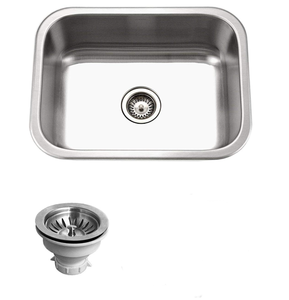 lot 86 image: Houzer Belleo 23 Stainless Steel Topmount Single Bowl Kitchen Sink with Strainer and Grid - BSS-2309