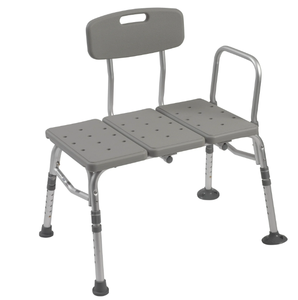 lot 104 image: Drive Medical Plastic Tub Transfer Bench with Adjustable Backrest