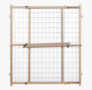 lot 358 image: Toddleroo by North States Extra Wide Wire Mesh Wooden Baby Gate
