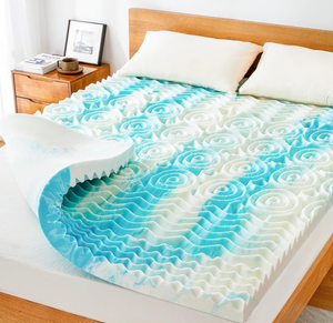 lot 372 image: Queen Size Marsail Mattress Topper, 2 Gel Memory Foam Mattress Topper with Ventilated Design