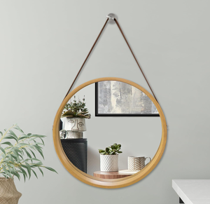 lot 376 image: Americanflat 20 Round Mirror with Strap - Hanging Mirror with Durable Frame