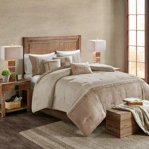 lot 394 image: 7PCS Madison Park Powell Faux Suede Comforter Set