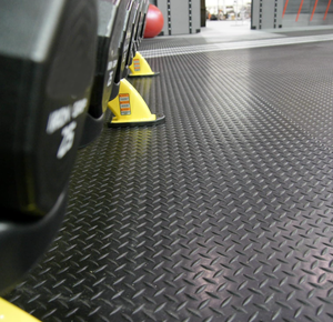 lot 403 image: Rubber-Cal Diamond-Plate Rubber Flooring Rolls - 3 mm x 4 ft x 1 ft Roll