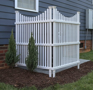 lot 624 image: 2PCS Enclo No Dig Huntersville White Vinyl Privacy Screen, Outdoor Privacy Panels, Trash Can Enclosure