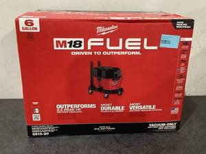 lot 705 image: Milwaukee M18 FUEL 6 Gal. Cordless WetDry Shop Vacuum with Filter, Hose, and Accessories