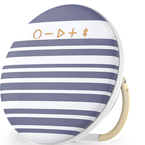 lot 252 image: LOT OF 2 Packed Party Navy Baby Bluetooth Wireless Round Fabric Speaker, IPX4 Water Resistant