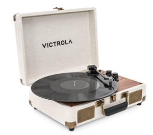 lot 440 image: Victrola Venture Bluetooth Portable Mid-Century Modern Suitcase Record Player with 3-Speed Turntable & Built-in Speakers