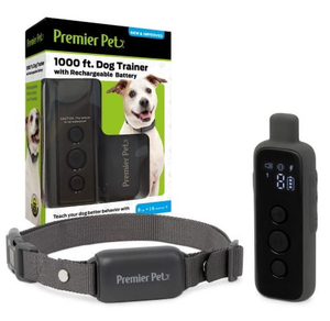 lot 538 image: Premier Pet 1000 Ft Dog Trainer with Rechargeable Battery - Corrects Unwanted Behaviors