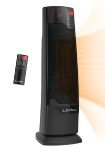 lot 564 image: Lasko 22 1500W Oscillating Ceramic Tower Space Heater with Remote, Black