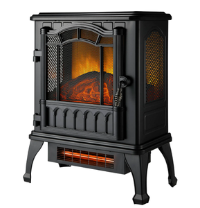 lot 565 image: Mainstays New 2-Setting 3D Electric Stove Heater with Life-like Flame, Black