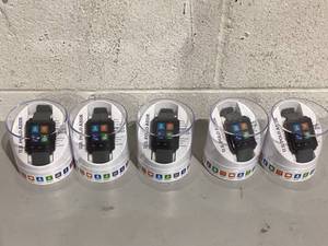 lot 598 image: LOT of 5 USPA Black Square Rubber Strap Smart Watch