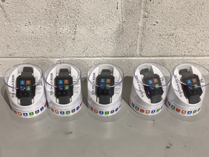 lot 600 image: LOT of 5 USPA Black Square Rubber Strap Smart Watch
