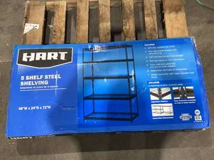 lot 721 image: Hart 48W x 24D x 72H 5-Tier Steel Shelving with Wire Decking 4,000 lbs. Total Capacity Black