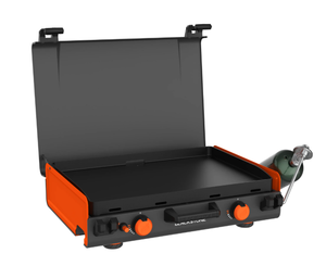 lot 325 image: Blackstone Adventure Ready 20x14 2-Burner Propane Camping Griddle with Latching Hood and Handle
