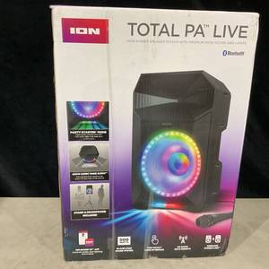 lot 734 image: ION Total PA Live 15-In. 500-Watt-Max Portable Bluetooth PA Speaker with Lights, Microphone, and Stand