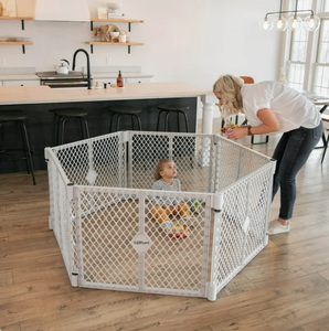 lot 284 image: Toddleroo by North States Superyard Explorer Baby Play Yard, Color Gray, Plastic Material, Ages 0