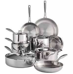 lot 307 image: 14PCS Tramontina Tri-Ply Clad Stainless Steel Cookware Set