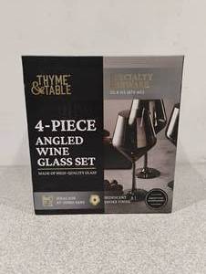 lot 3 image: NEW THYME & TABLE 4-PIECE ANGLED WINE GLASS SET