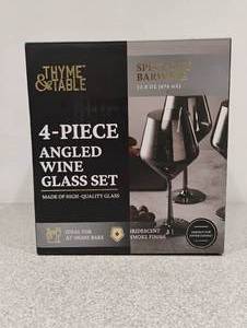 lot 24 image: NEW THYME & TABLE 4-PIECE ANGLED WINE GLASS SET