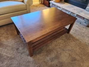 lot 10 image: Wooden Coffee Table with Shelf