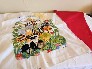 lot 107 image: Vintage Animal Embroidered Textile Art