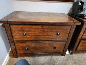 lot 164 image: Wooden Two-Drawer File Cabinet