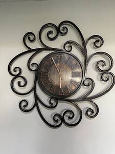 lot 189 image: Ornate Wrought Iron Wall Clock