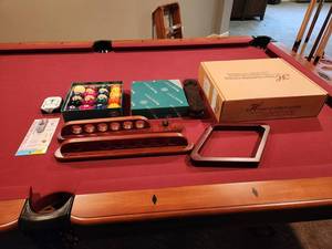 lot 6 image: Premium Bruswick Pool Table Model Glenwood in Matte Black & Aramith Billiards Set