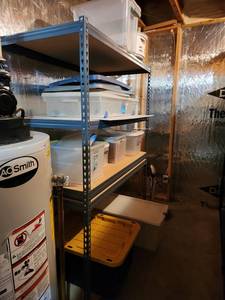 lot 192 image: Metal Shelving Unit with Storage Bins
