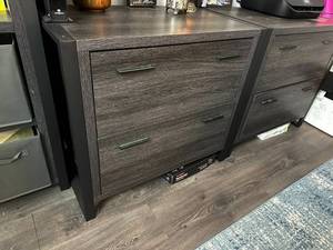 lot 4 image: Modern Grey Wood Filing Cabinet- Contents not included