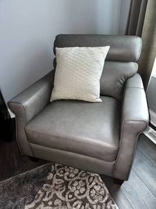 lot 9B image: Grey Leather like Armchair