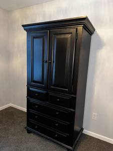 lot 15D image: Elegant Black Wooden Armoire