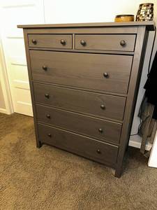lot 16D image: Modern Dark Grey Wood 6-Drawer Dresser