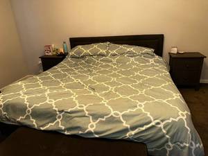 lot 19D image: Dark Grey Upholstered King Bed Frame