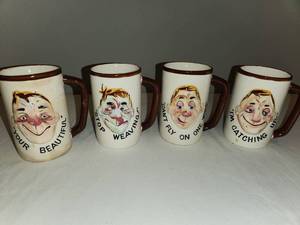lot 65 image: Vintage Humorous Face Mugs Set