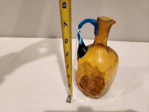 lot 111 image: Vintage Amber Glass Pitcher