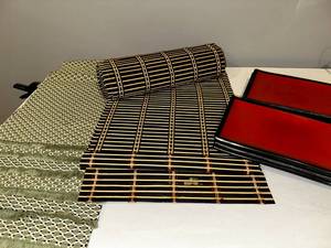 lot 206 image: Japanese Place Mats & Trays Set