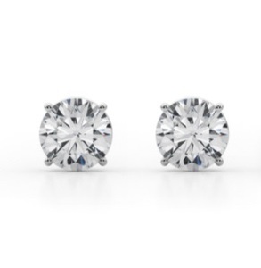 Pair of LAB GROWN DIAMOND STUD EARRINGS IN 14K WHITE GOLD  - 1 ct&nbsptotal weight&nbspE-F, VS Round brilliant cut - Estimated Replacement Value $1600