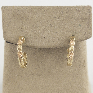 Black Hills Gold Leafy 10K Half-Hoop Pierced Earrings.